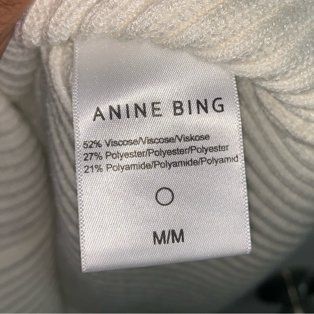 Anine Bing White Skylar Mini Ribbed Short Sleeve Sweater Dress Medium - Picture 7 of 7